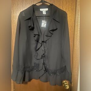 Denim 24/7 black flowy blouse. Button down size 18W